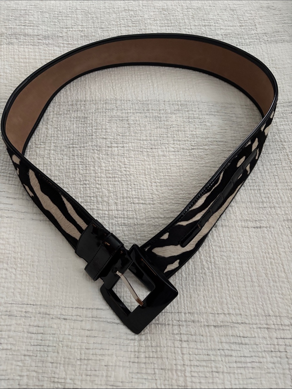 Ann Taylor Black and White Zebra Print Leather Belt - Picture 6 of 7